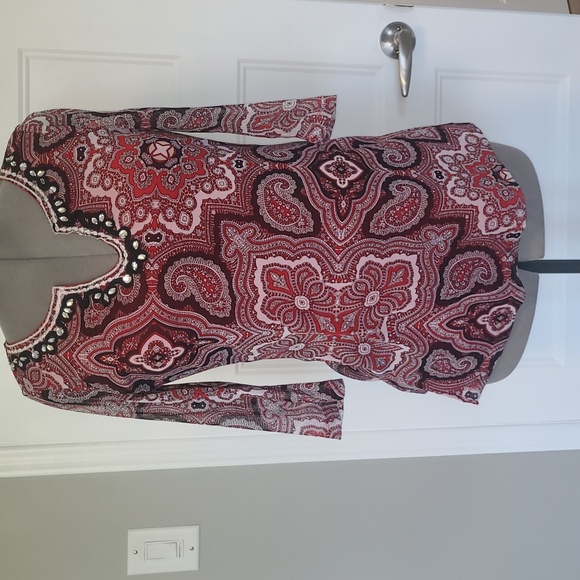 Lined Tunic with crystal embellishments and sheer sleeves - Picture 1 of 5